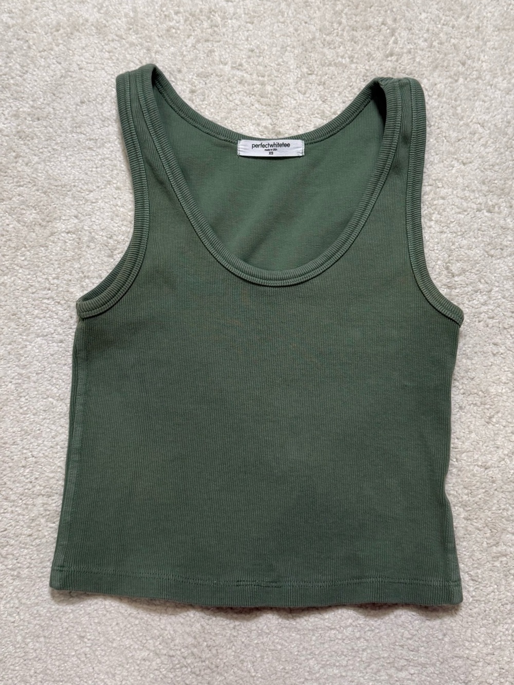 perfectwhitetee Blondie Rib Bra Friendly Tank Top Ribbed Cotton Scoop Size XS